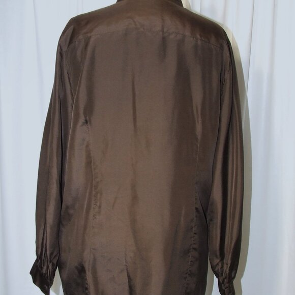 Rich Brown Silk Blouse Tunic Top Women's Size XL - Picture 4 of 4
